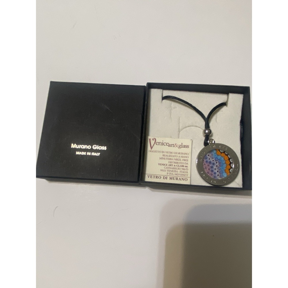Murano Glass Millefiori Necklace Made In Italy In Box